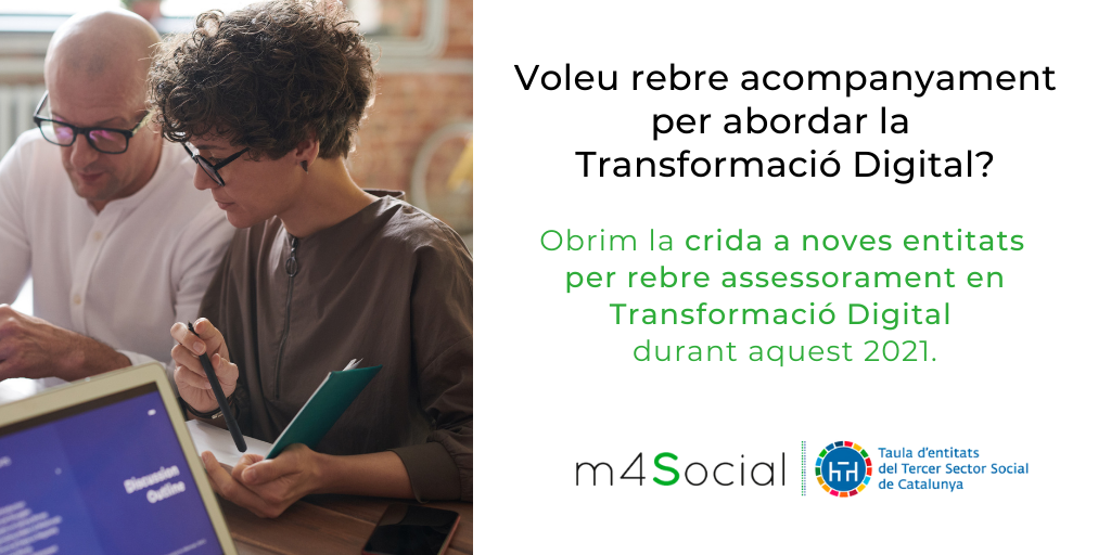 Entitat social, t’acompanyem per abordar la Transformació Digital